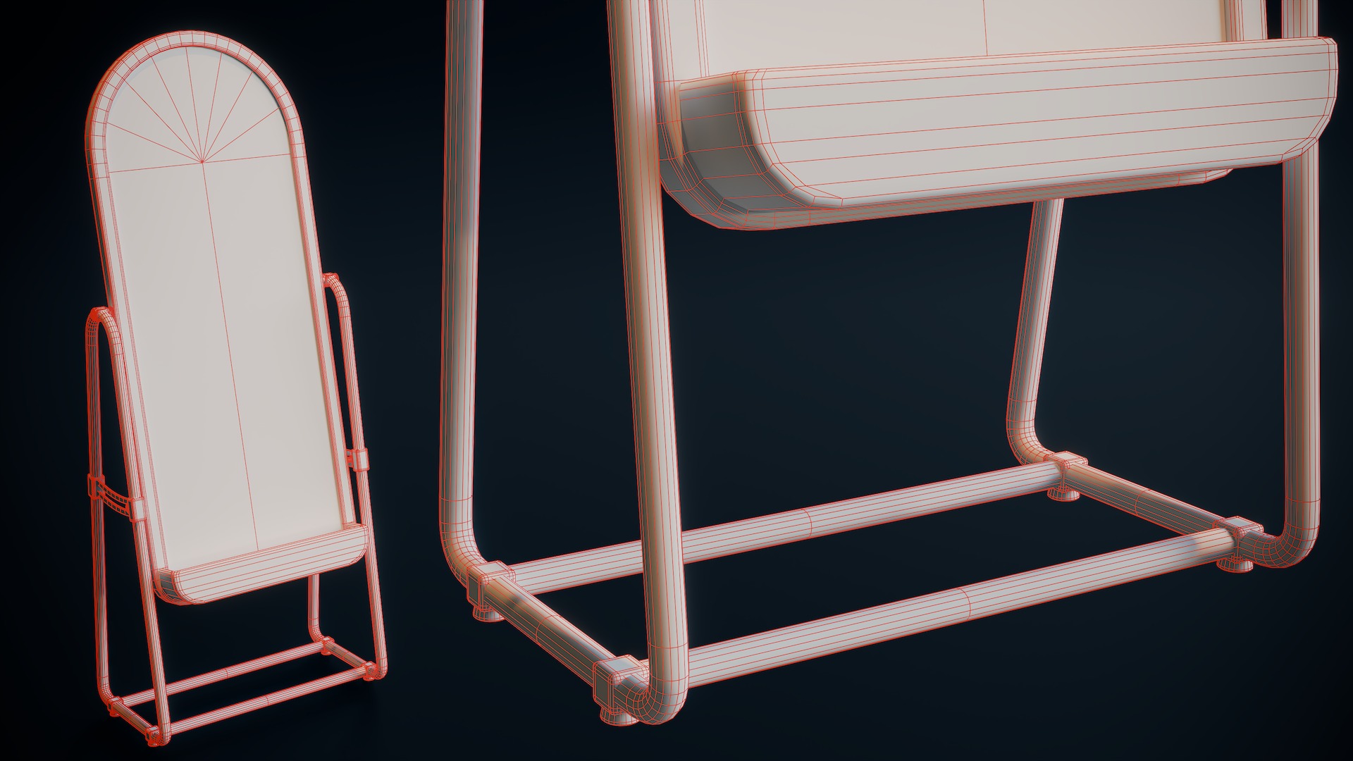 Full Length Floor Mirror Low-poly 3D model_9