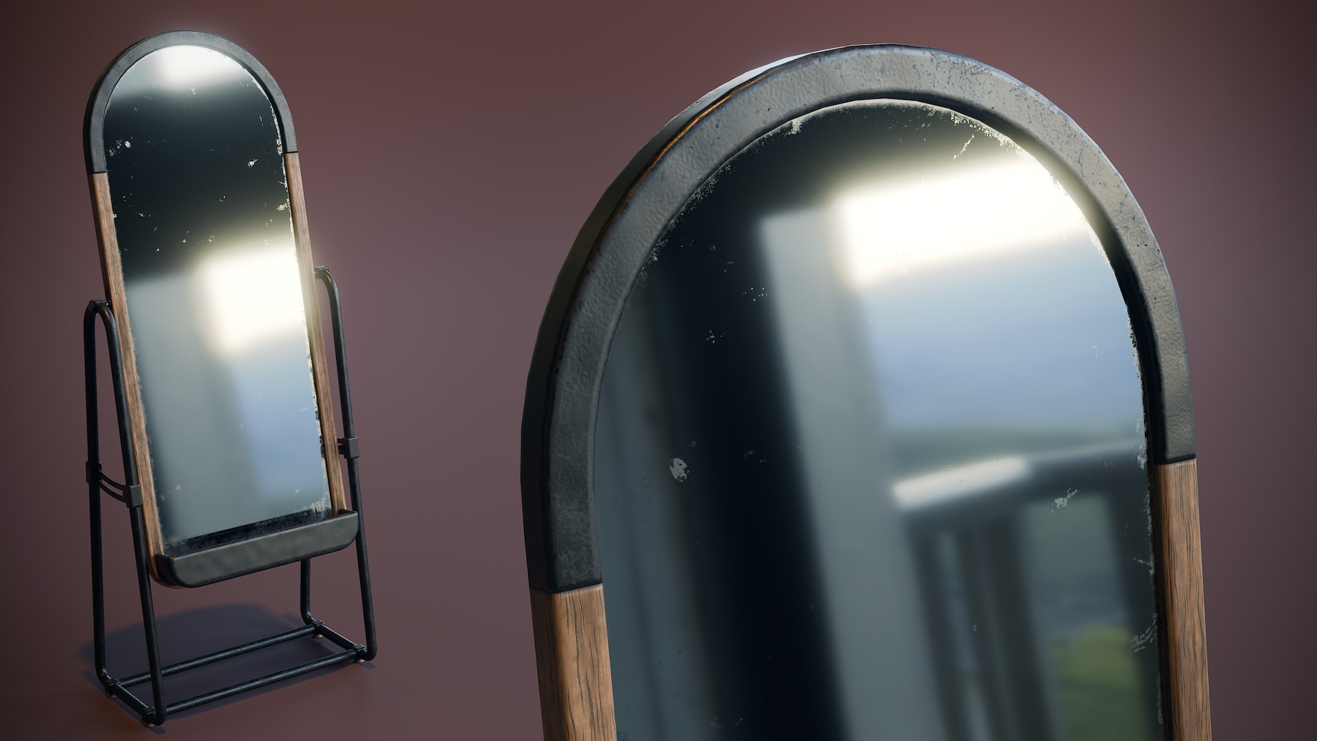 Full Length Floor Mirror Low-poly 3D model_6