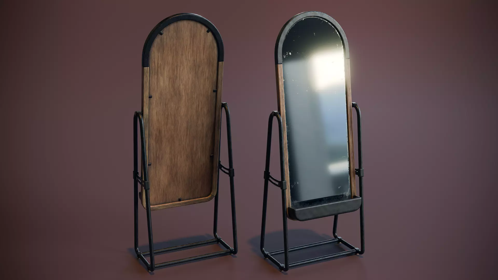Full Length Floor Mirror Low-poly 3D model_0