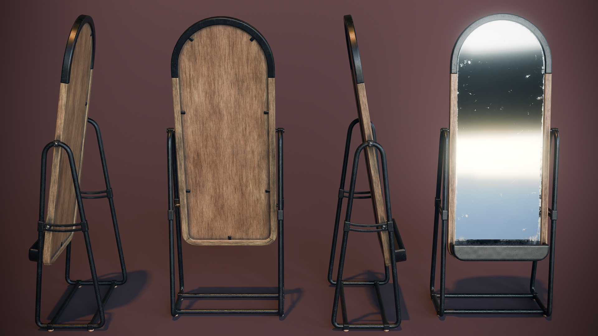 Full Length Floor Mirror Low-poly 3D model_5