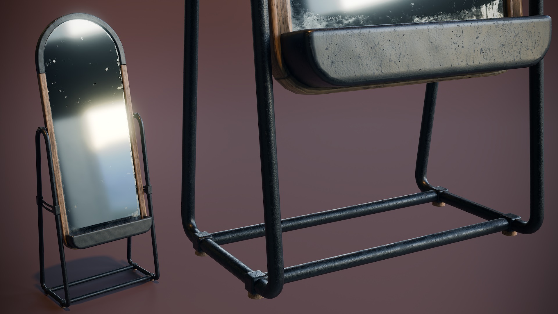 Full Length Floor Mirror Low-poly 3D model_8