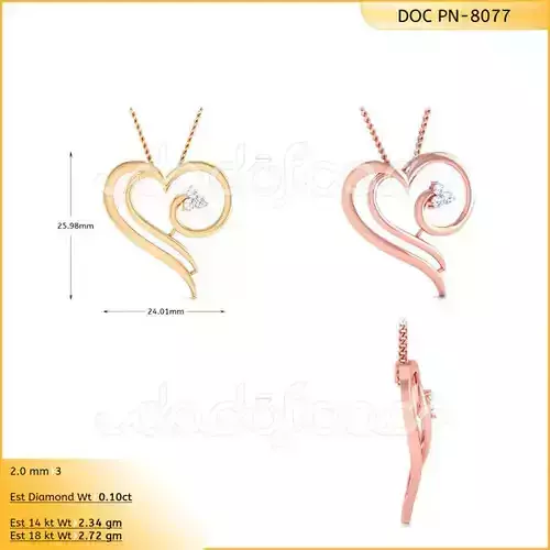 light weight yellow gold  diamond pendent -DOC-P8077