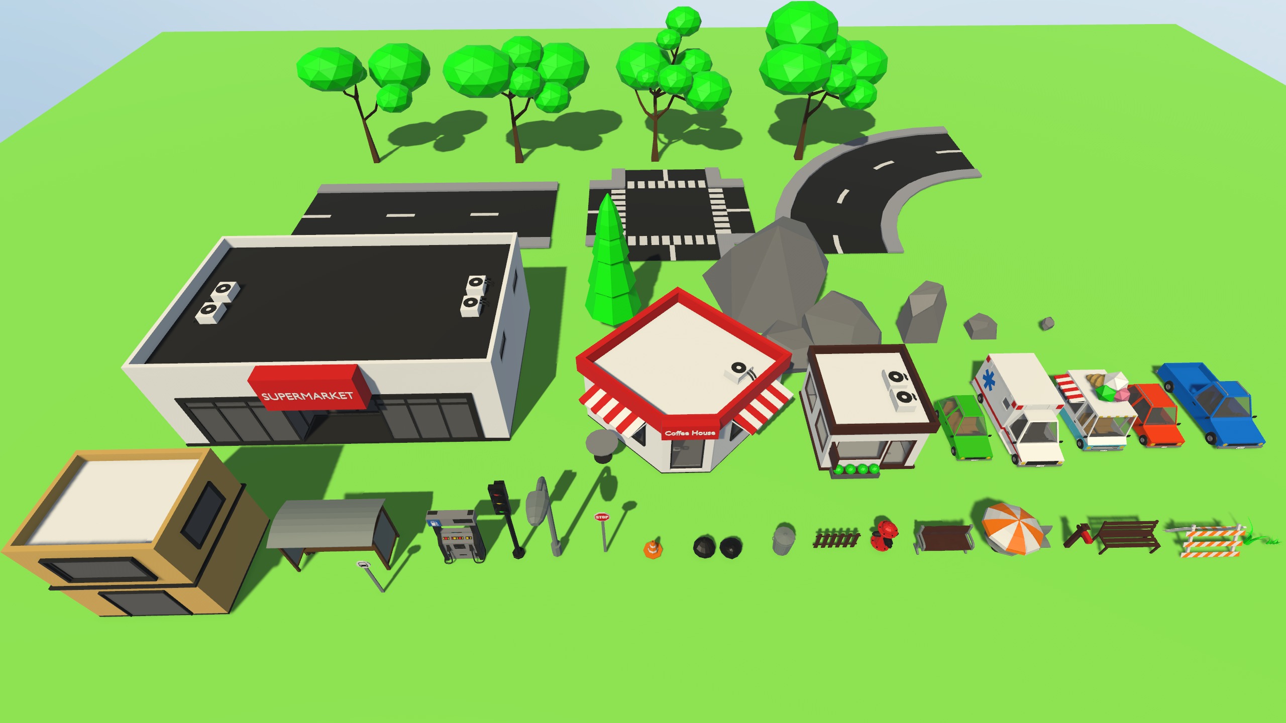 Low Poly Town Pack - GameAssets Low-poly 3D model_7