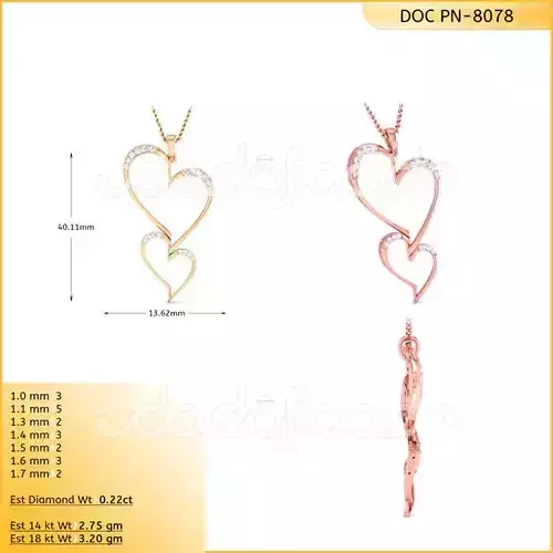 light weight yellow gold  diamond pendent -DOC-P8078