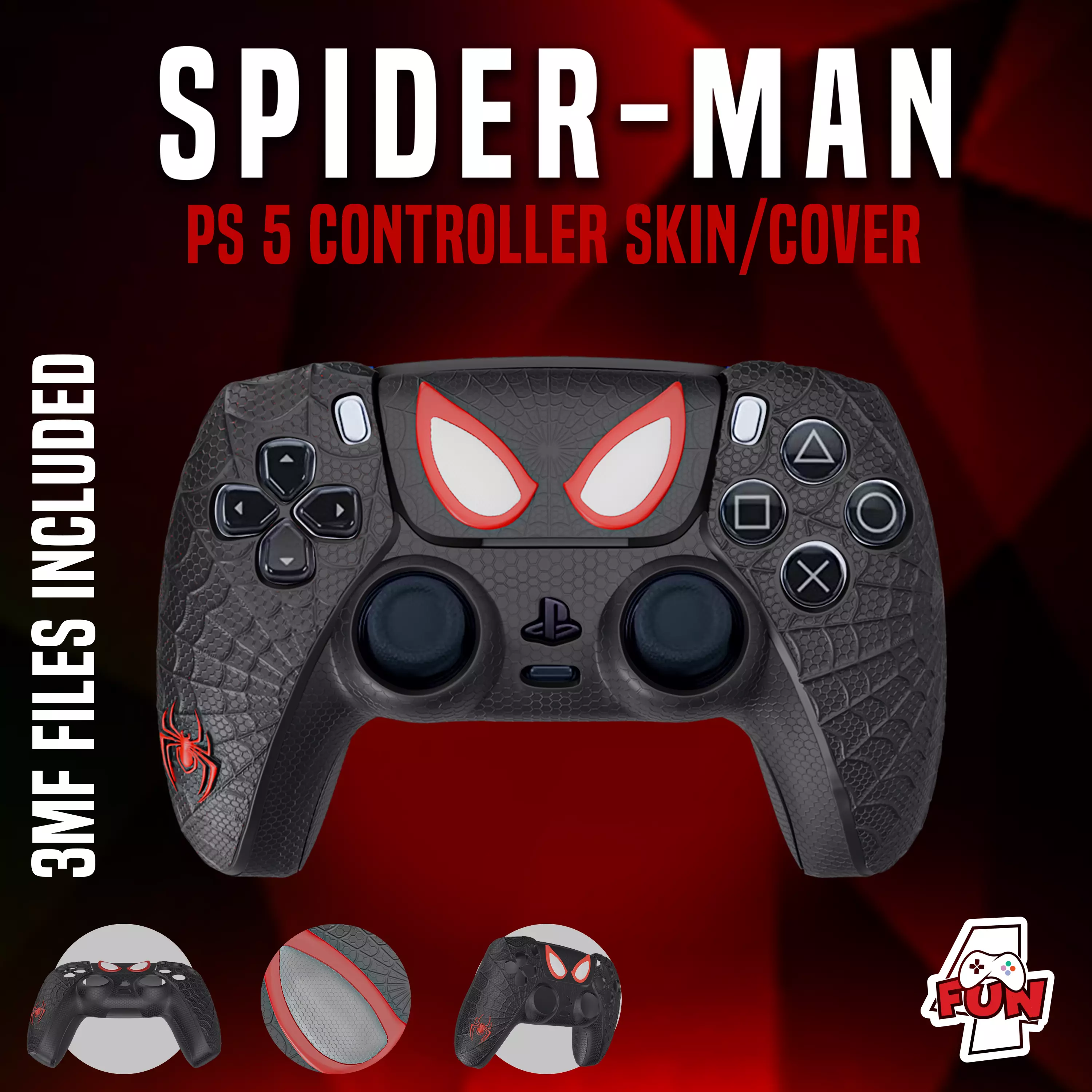 SPIDER-MAN PS5 CONTROLLER SKIN COVER 3MF file included 3D print model_0