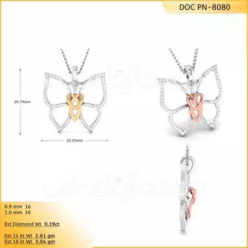 light weight yellow gold  diamond pendent -DOC-P8080