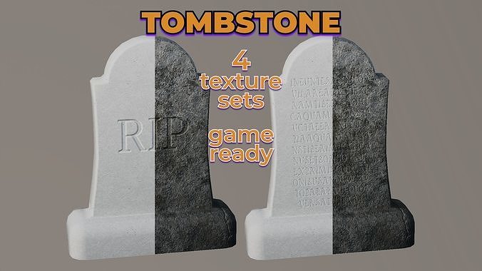 Old Damaged Tombstone clean new gravestone Low-poly 3D model