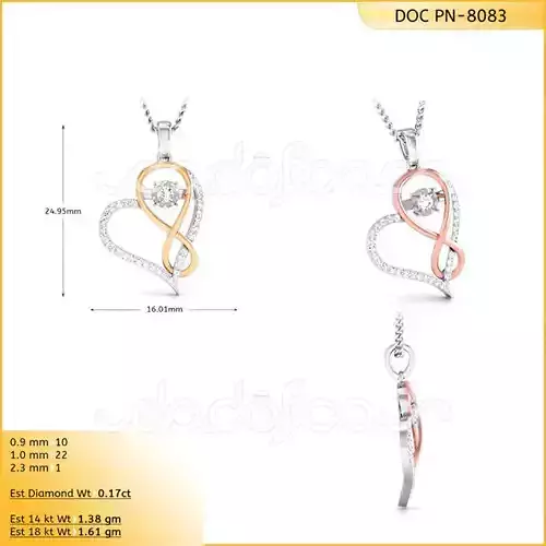 light weight yellow gold diamond pendent -DOC-P8083