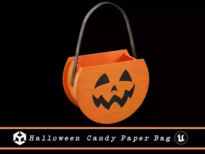 Halloween Candy Paper Bag Low-poly 3D model