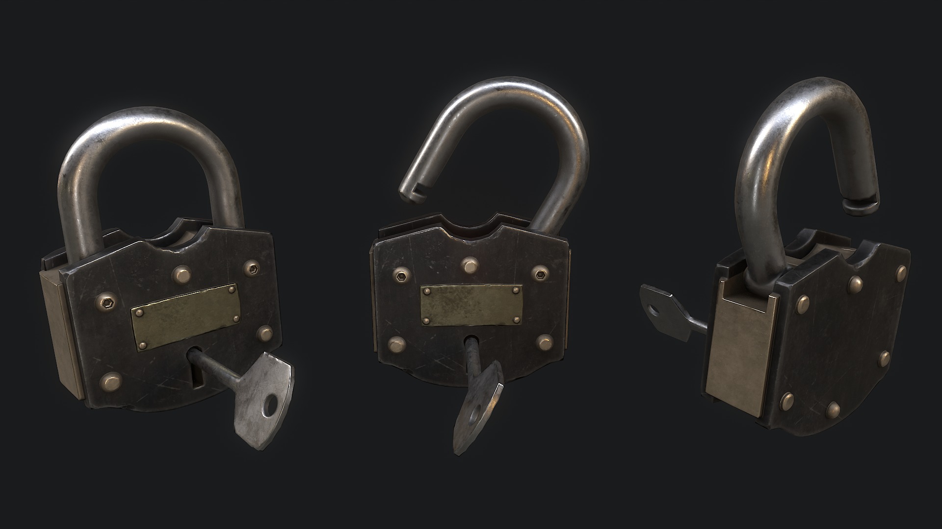 Padlock 4 Low-poly 3D model_3