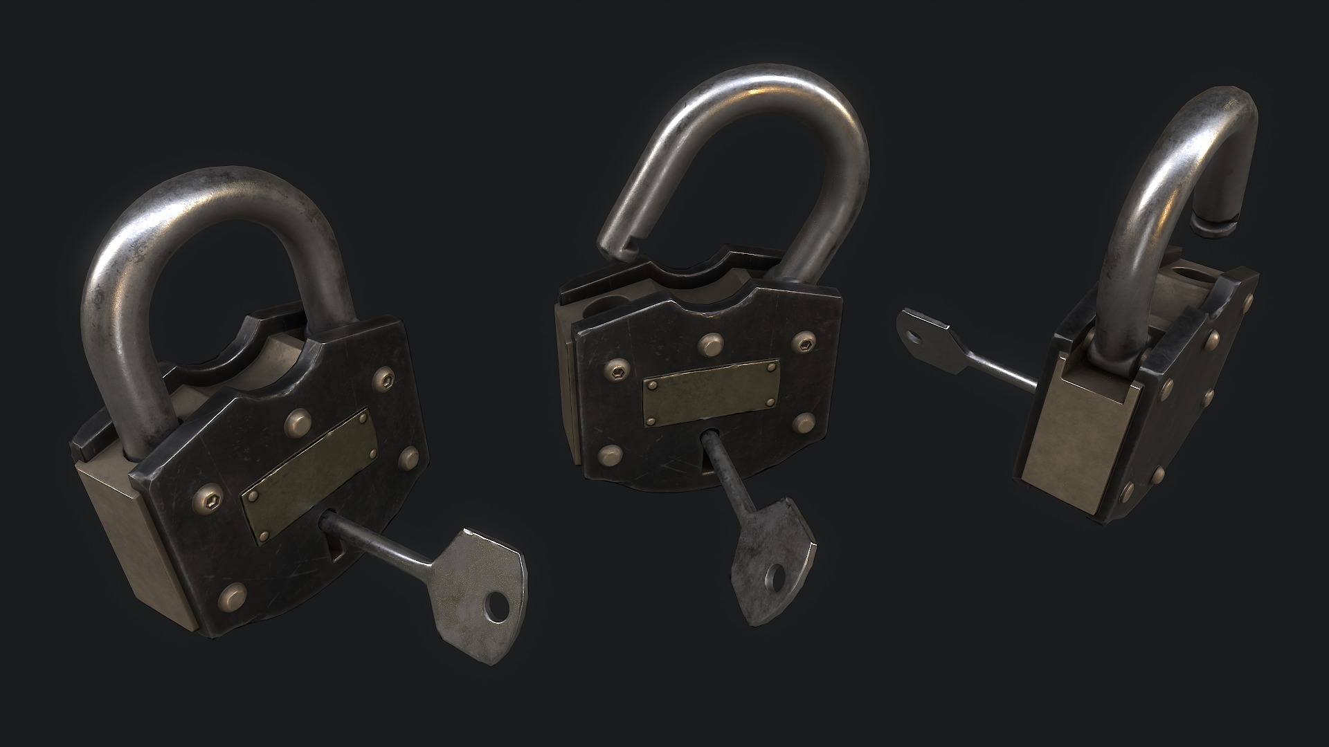 Padlock 4 Low-poly 3D model_4