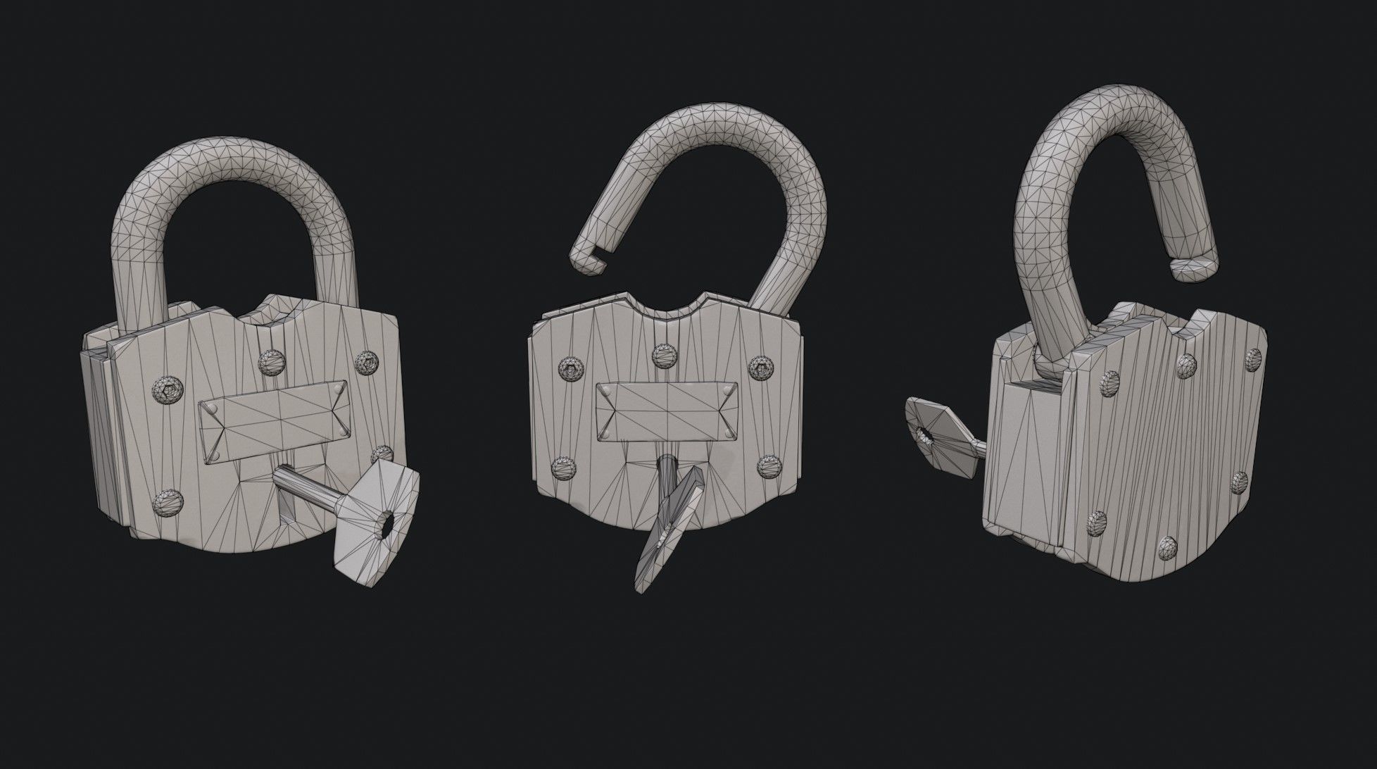 Padlock 4 Low-poly 3D model_7