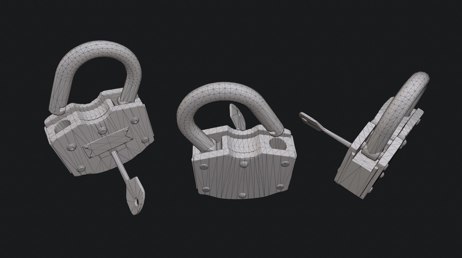 Padlock 4 Low-poly 3D model_6