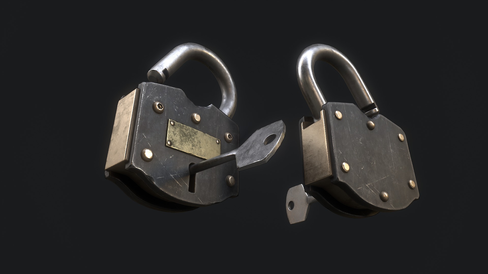 Padlock 4 Low-poly 3D model_2