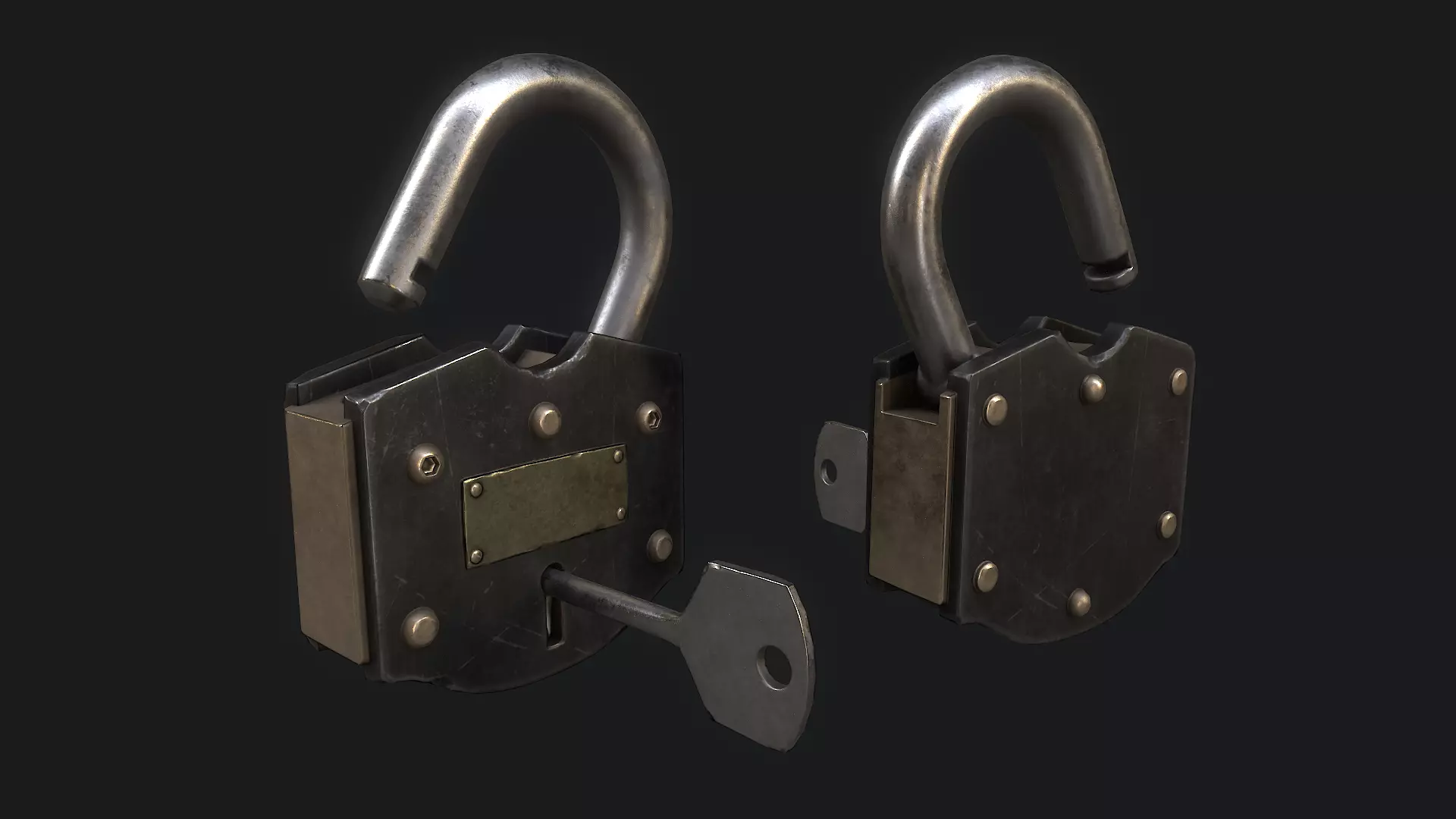 Padlock 4 Low-poly 3D model_0