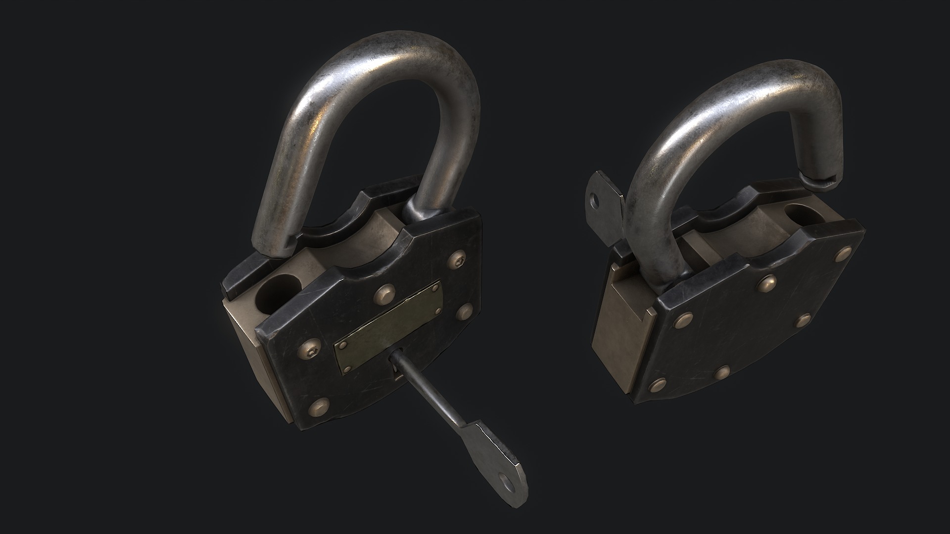 Padlock 4 Low-poly 3D model_1