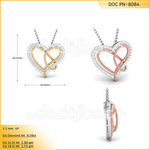 light weight yellow gold  diamond pendent -DOC-P8084 3D print model
