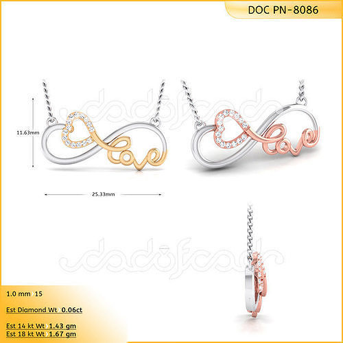 light weight yellow  gold diamond pendent -DOC-P8086 3D print model