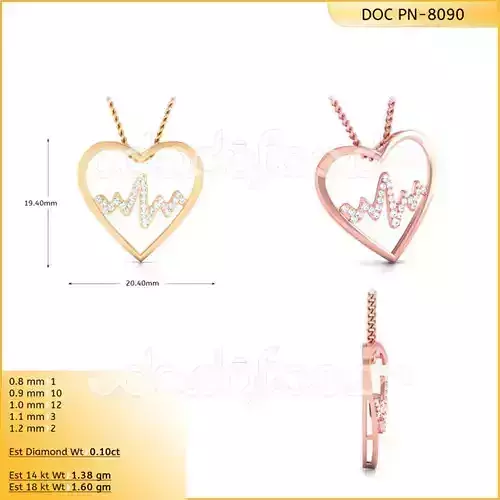 light weight yellow gold  diamond pendent -DOC-P8090
