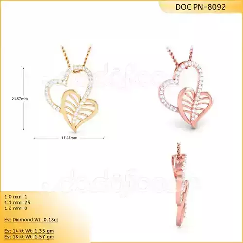 light weight yellow gold  diamond pendent -DOC-P8092