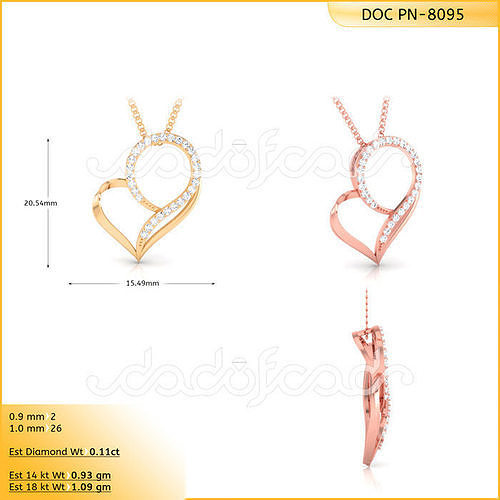 light weight yellow gold  diamond pendent -DOC-P8095 3D print model