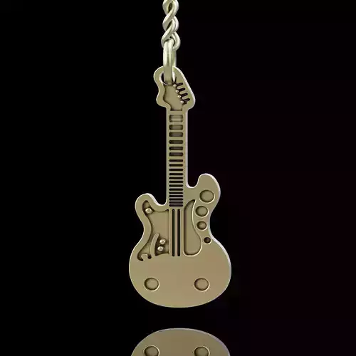 Guitar key holder silver gold  printable jewelry 3D model