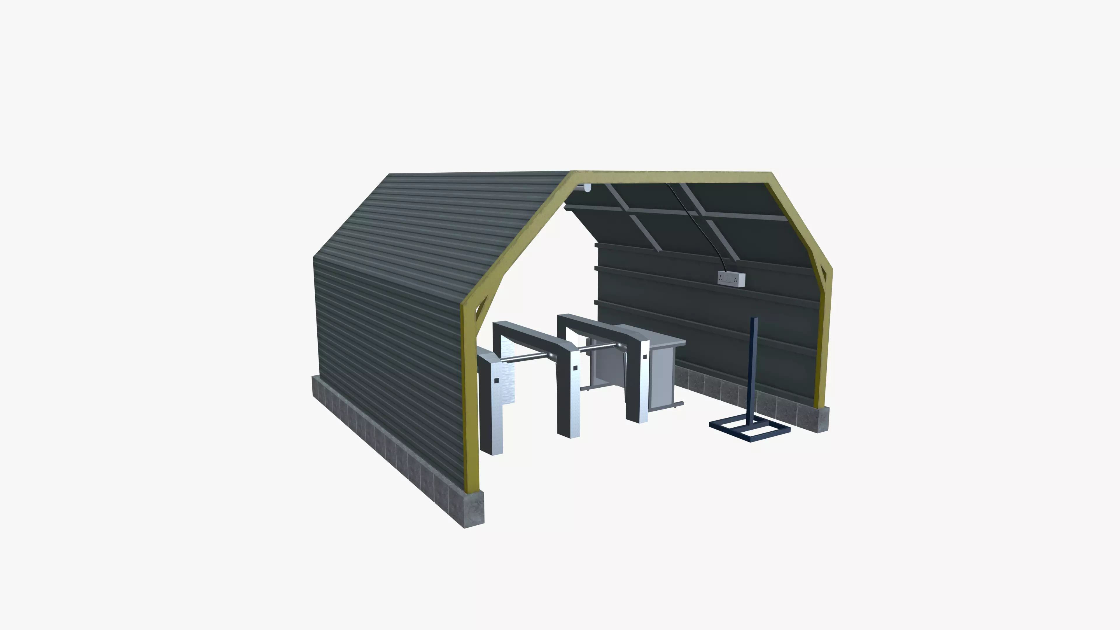 Employee Visitor Access Entry Gate Factory Low-poly 3D model_0