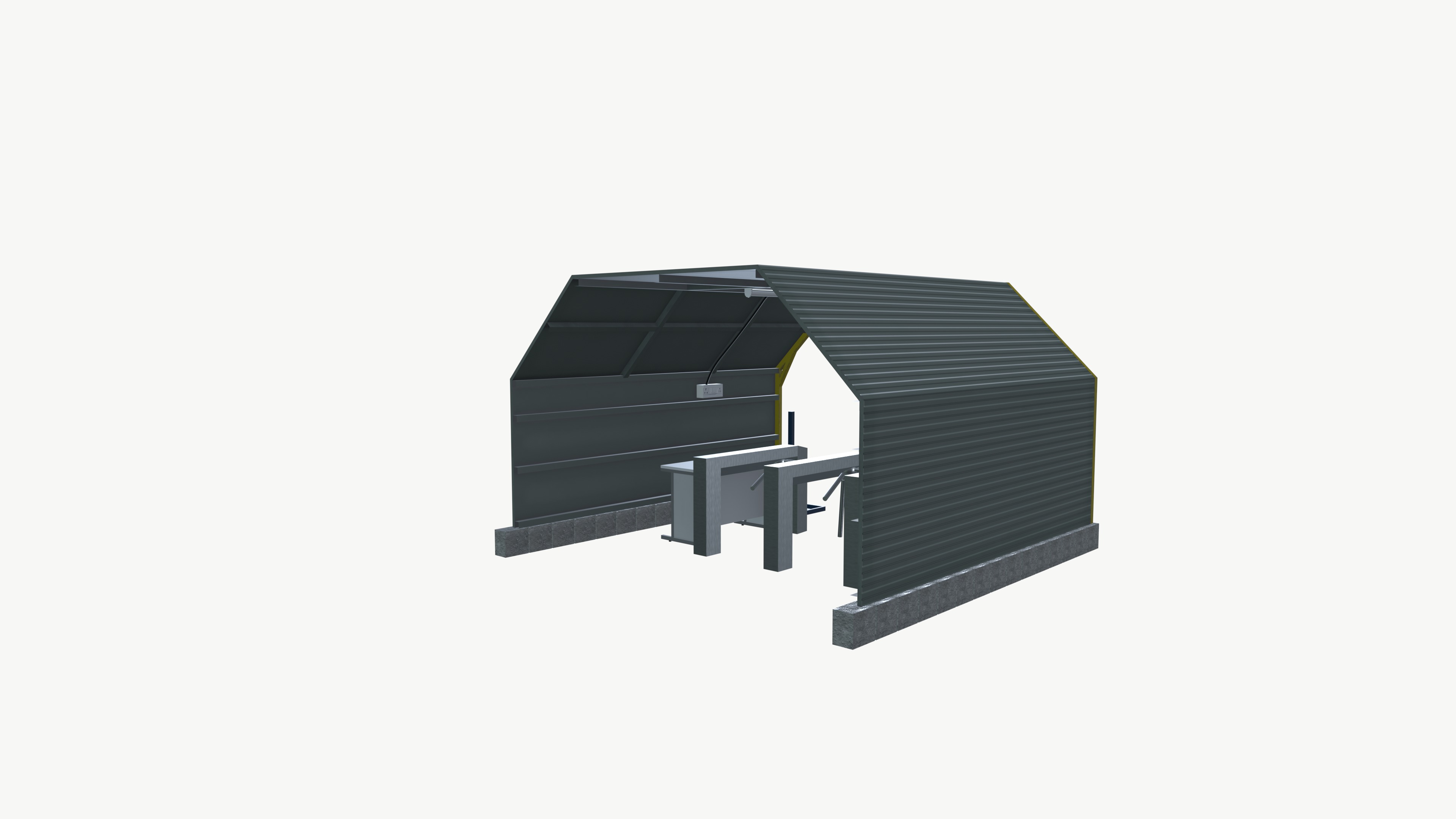 Employee Visitor Access Entry Gate Factory Low-poly 3D model_4