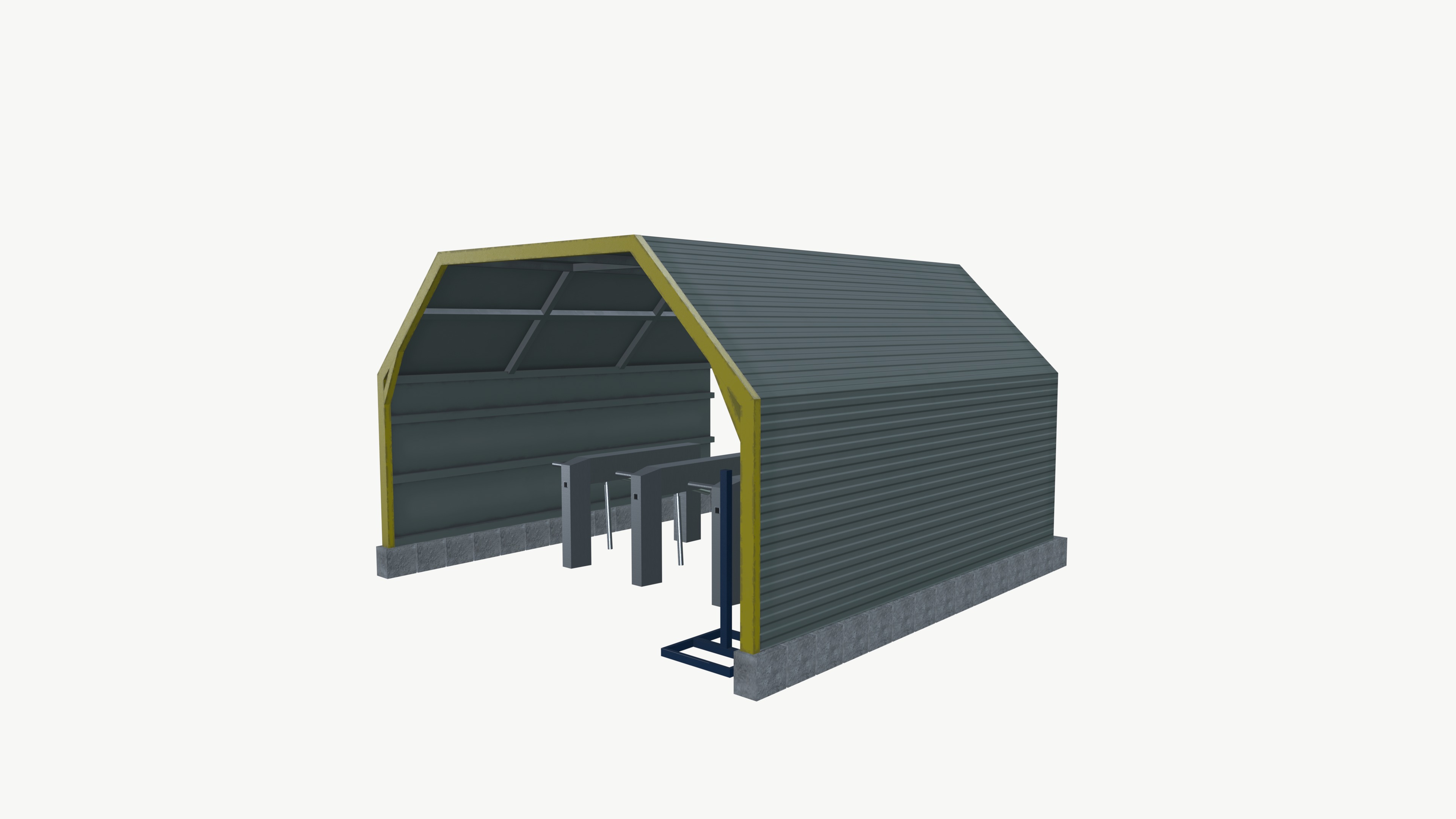 Employee Visitor Access Entry Gate Factory Low-poly 3D model_3