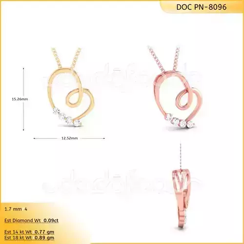 light weight yellow gold  diamond pendent -DOC-P8096 3D print model
