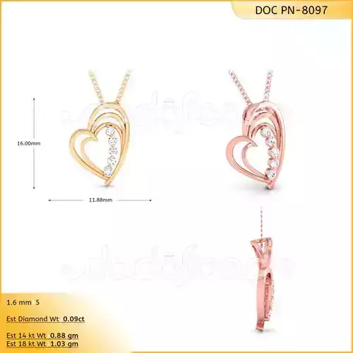 light weight yellow gold  diamond pendent -DOC-P8097