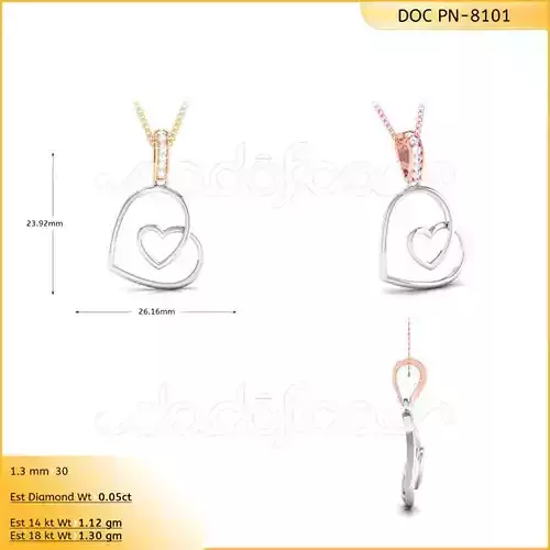 light weight yellow gold  diamond pendent -DOC-P8101