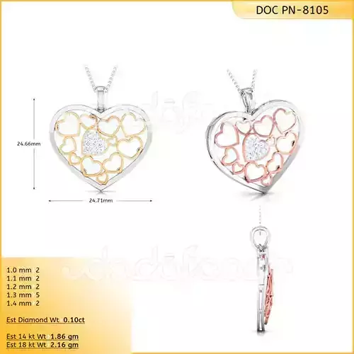 light weight yellow gold  diamond pendent -DOC-P8105
