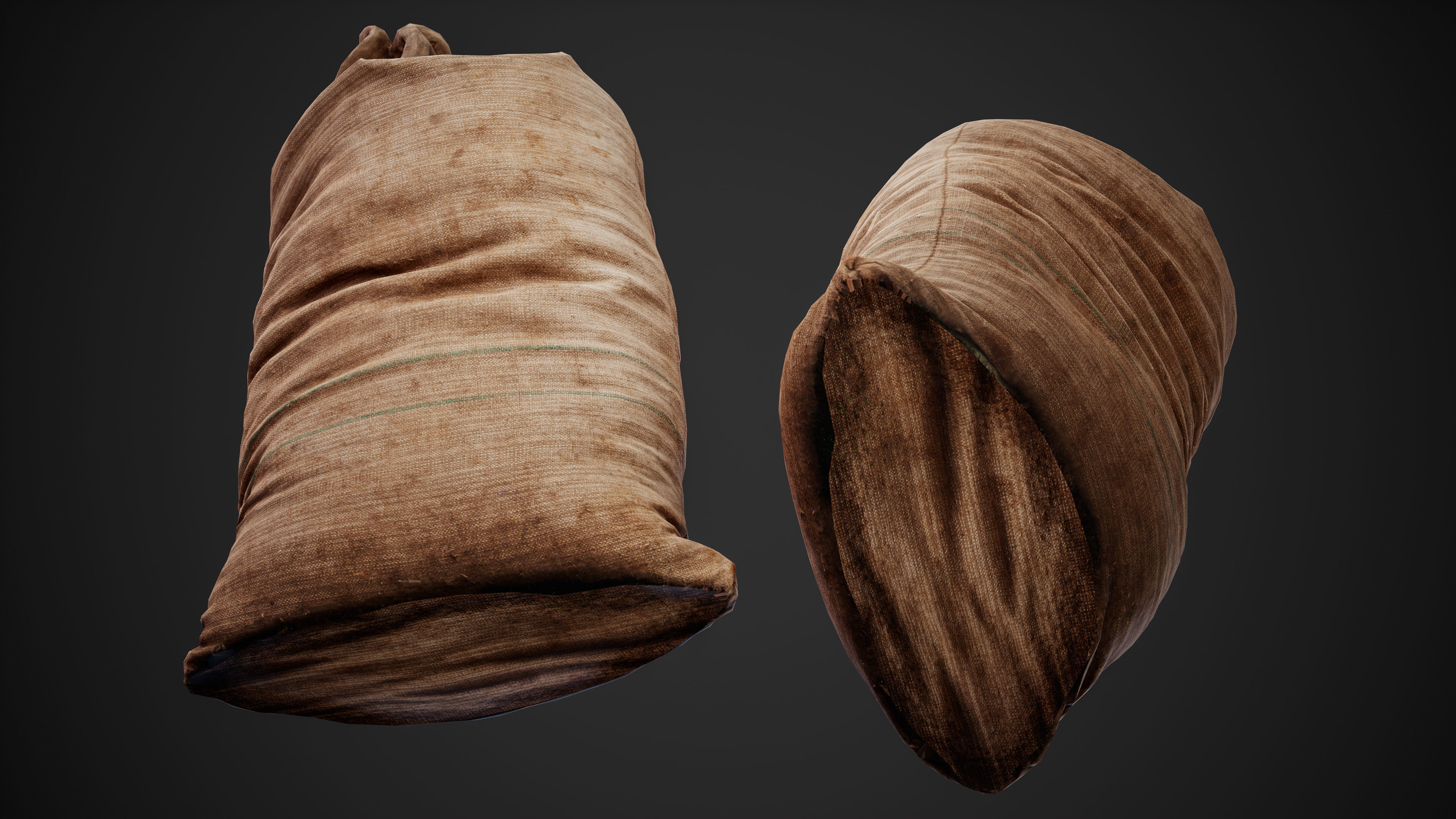 Realistic old burlap bag 03 photo scan Low-poly 3D model_3