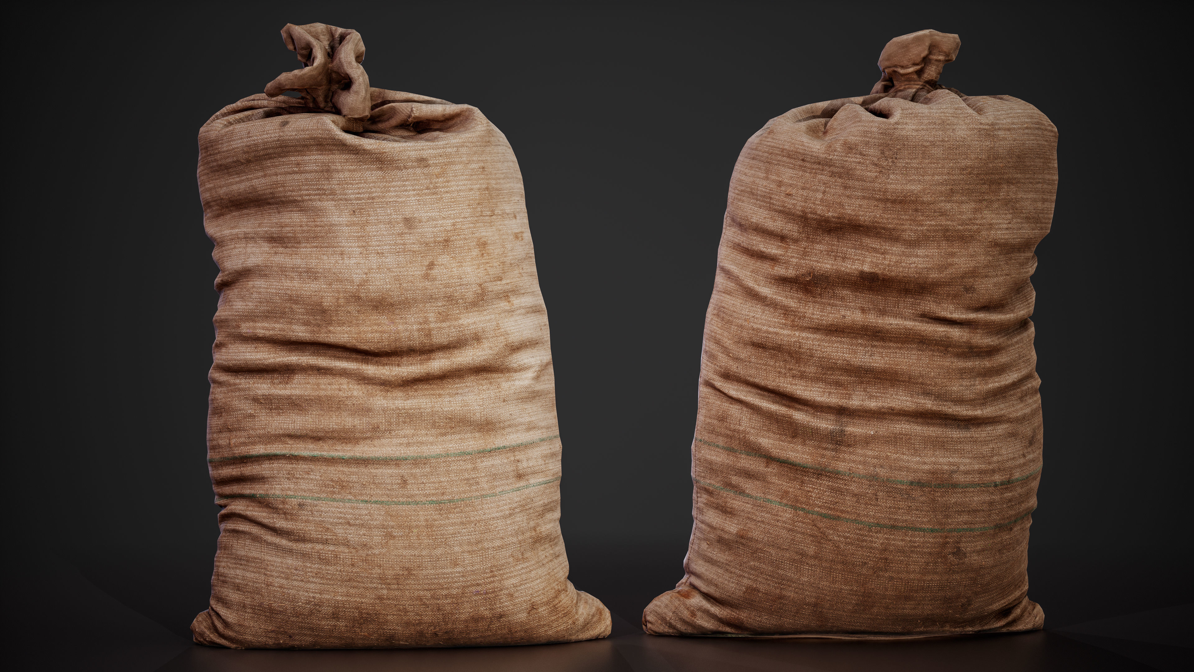 Realistic old burlap bag 03 photo scan Low-poly 3D model_2