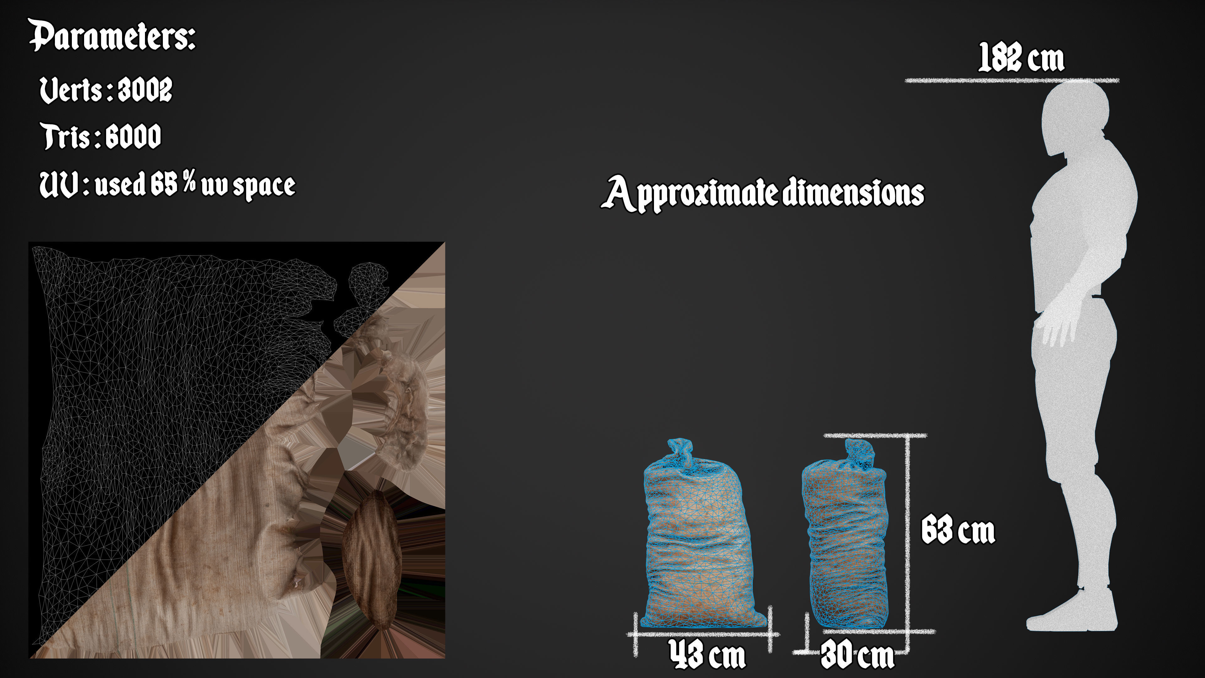 Realistic old burlap bag 03 photo scan Low-poly 3D model_14