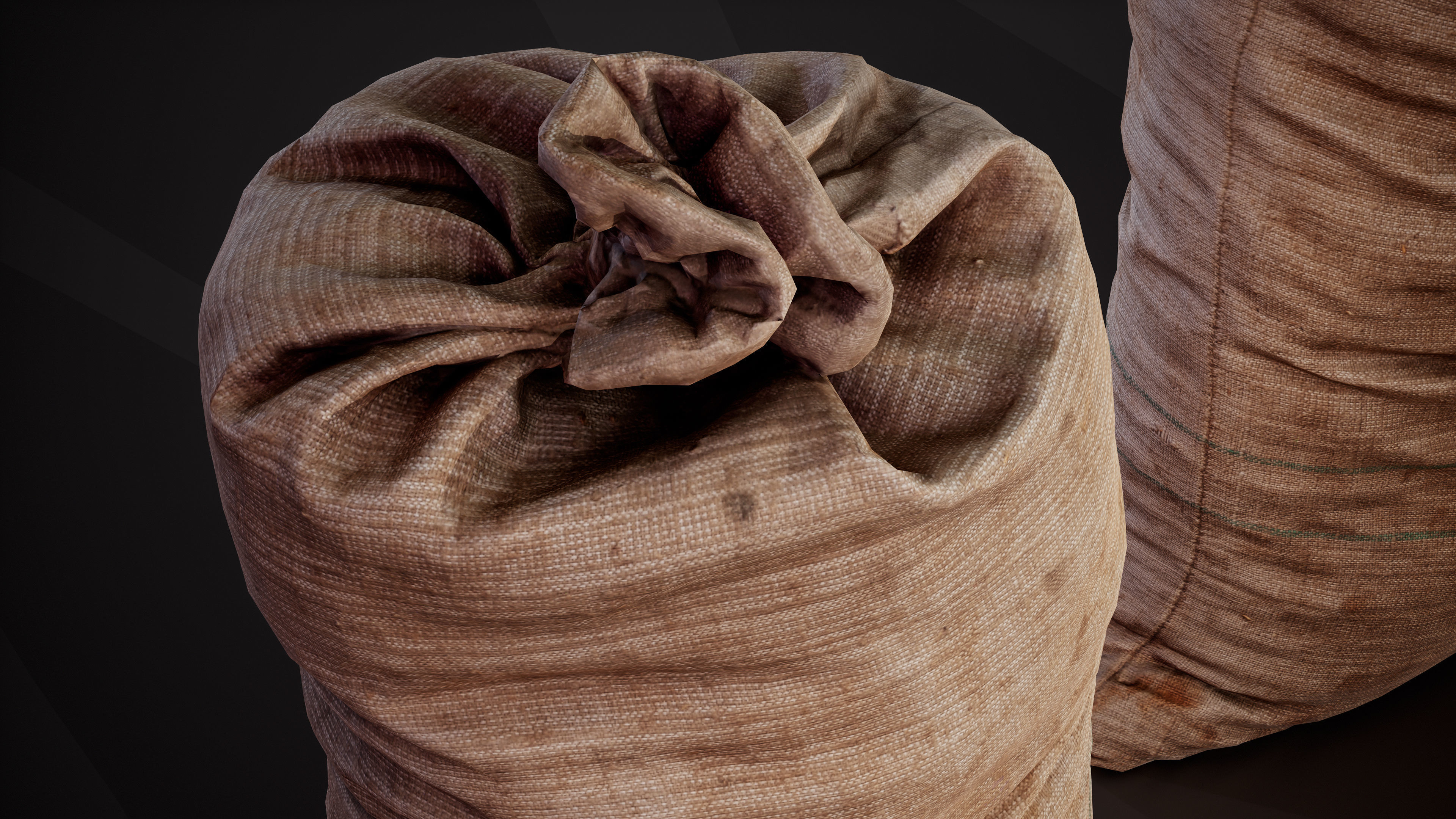 Realistic old burlap bag 03 photo scan Low-poly 3D model_8