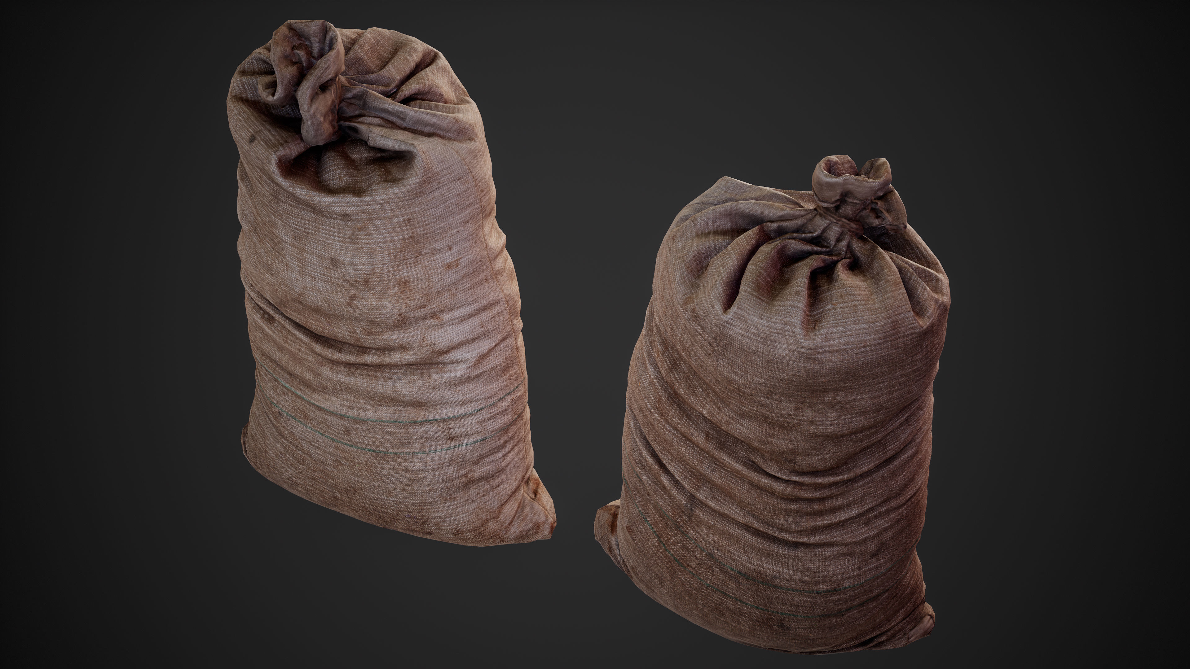 Realistic old burlap bag 03 photo scan Low-poly 3D model_4
