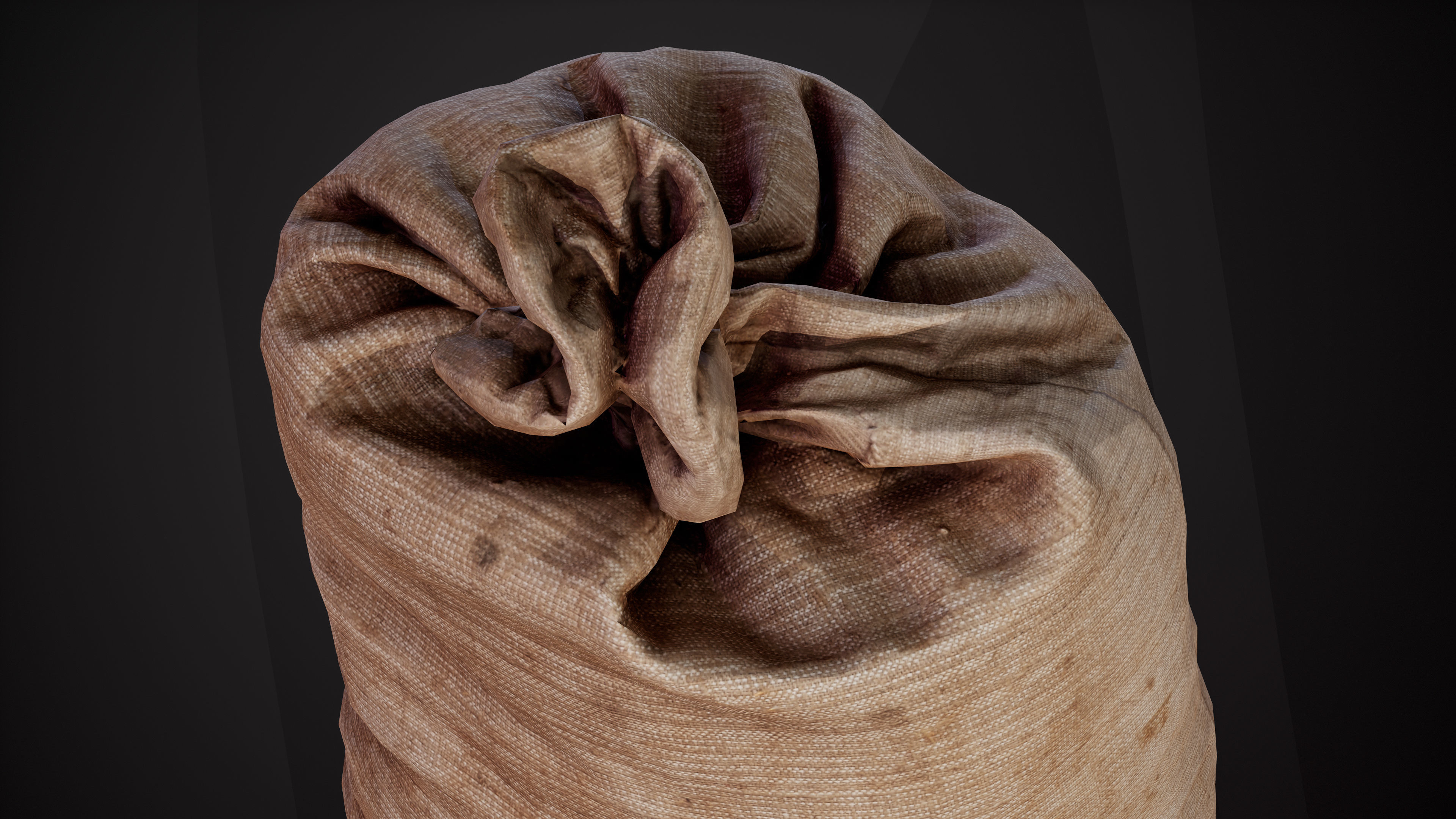 Realistic old burlap bag 03 photo scan Low-poly 3D model_9