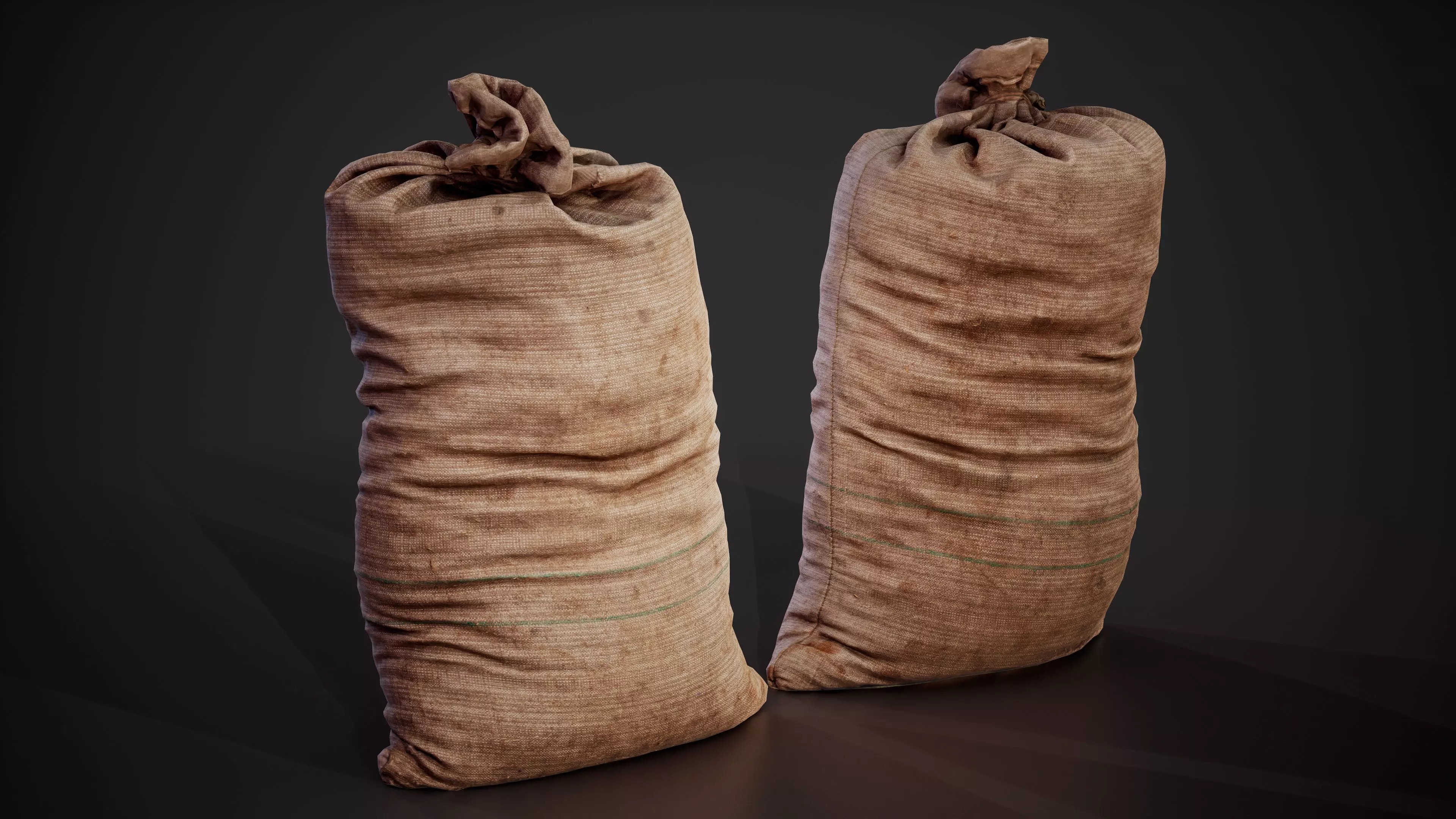 Realistic old burlap bag 03 photo scan Low-poly 3D model_0