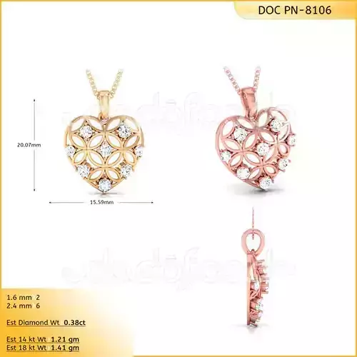 light weight yellow gold  diamond pendent -DOC-P8106