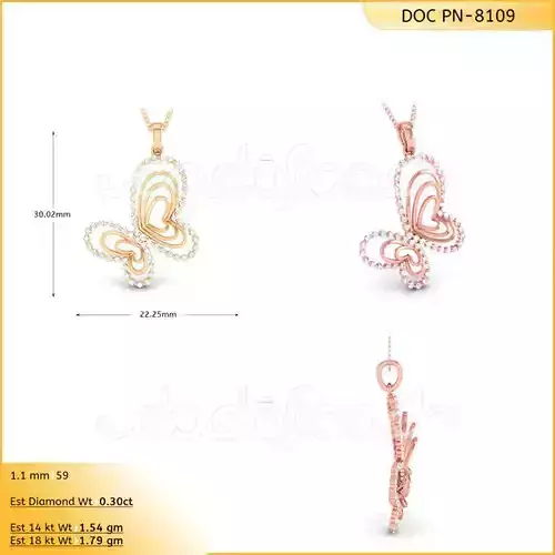 light weight yellow gold  diamond pendent -DOC-P8109