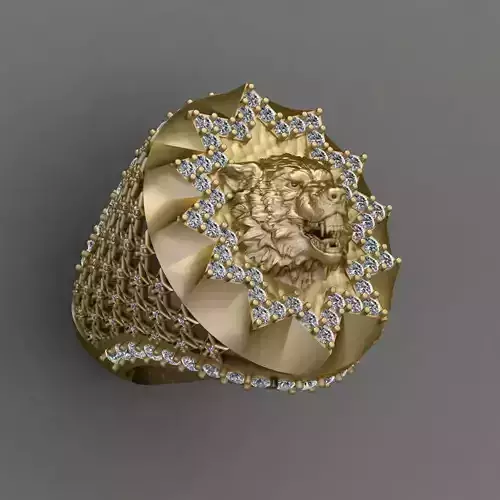 Angry Wolf Ring 3D print model