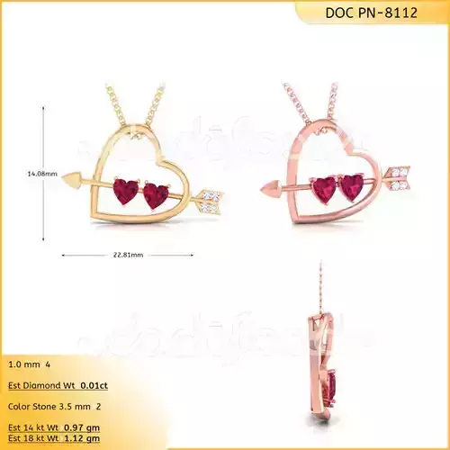 light weight yellow gold  diamond pendent -DOC-P8112