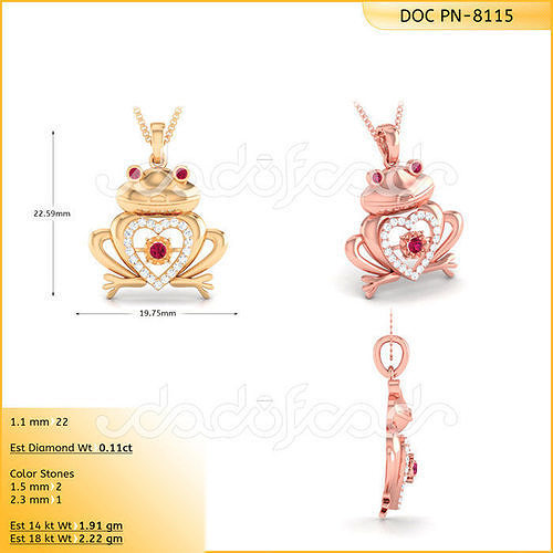 light weight yellow gold  diamond pendent -DOC-P8115 3D print model