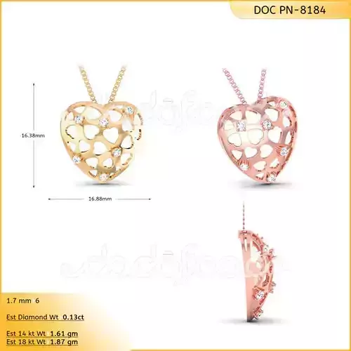 light weight yellow gold  diamond pendent -DOC-P8184