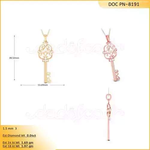 light weight yellow gold  diamond pendent -DOC-P8191