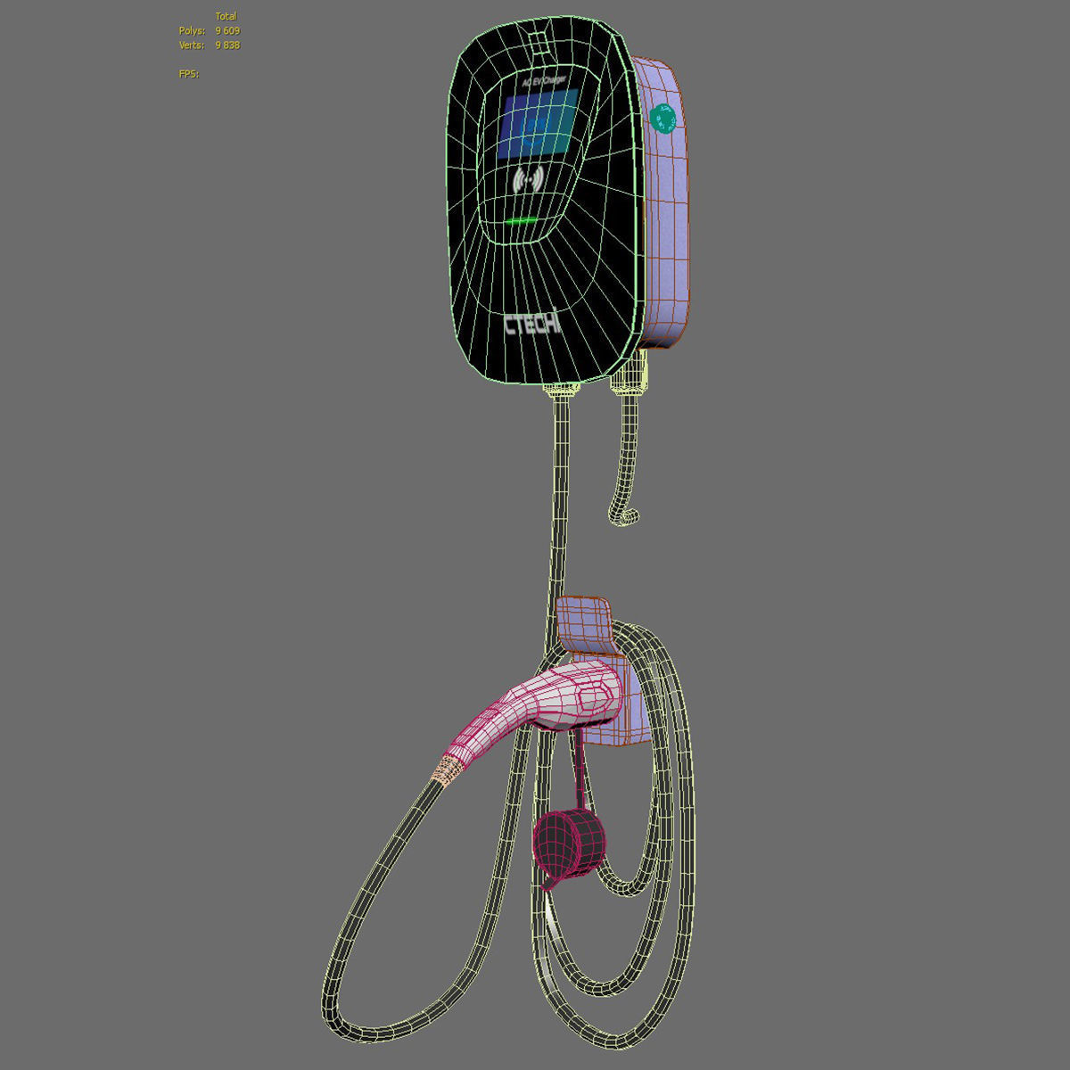 Charging station for electric vehicles Ctechi 3D model_5