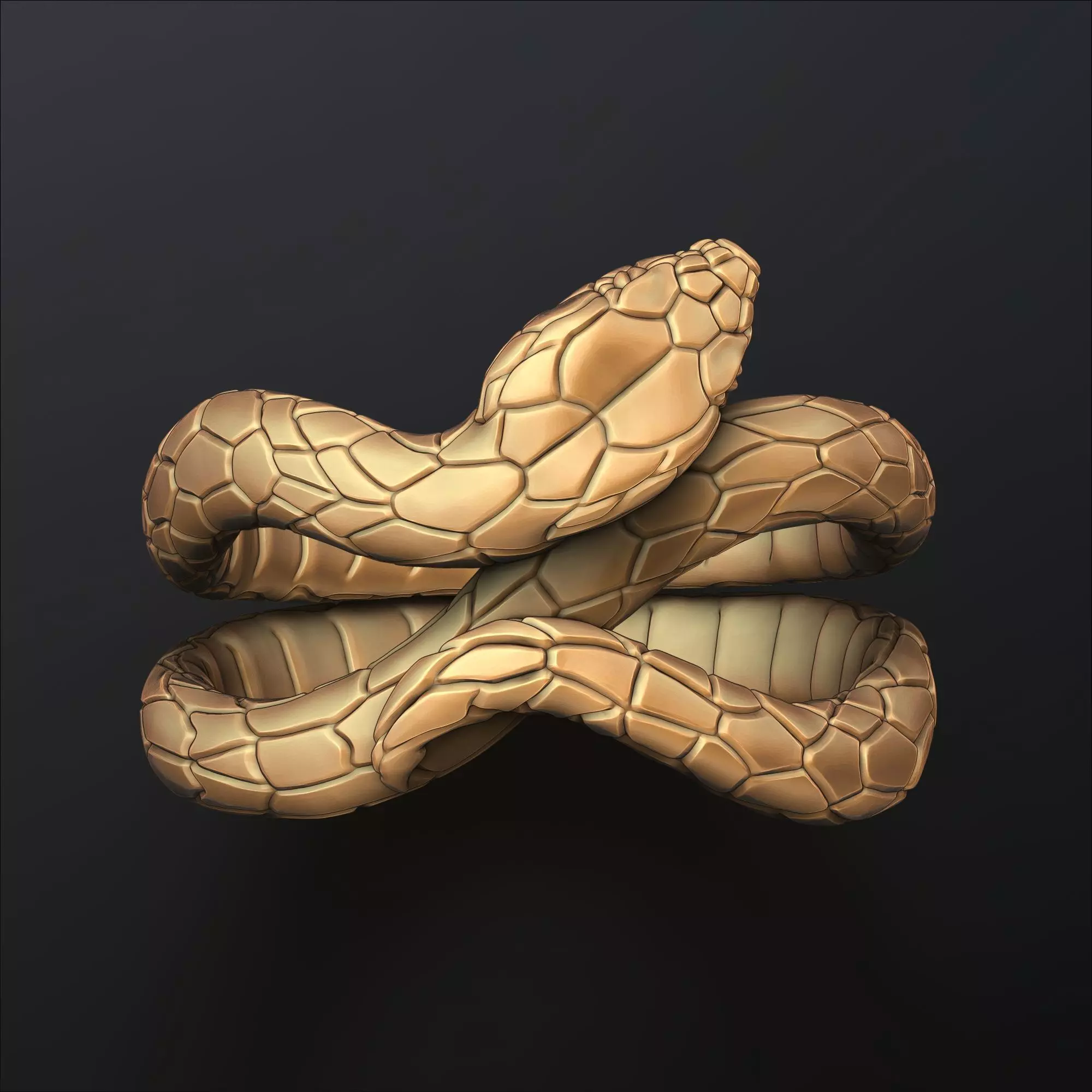 Snake Ring V2 3D print model_0