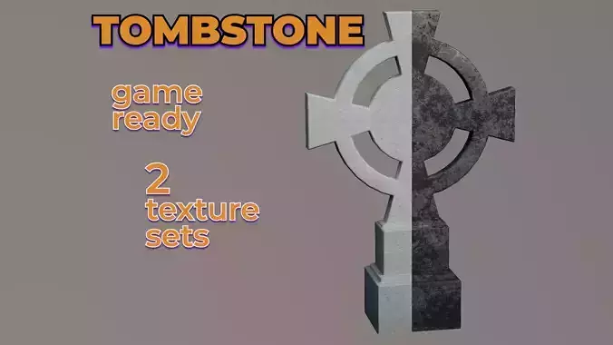 Christian Burial Cemetery Cross Tombstone tomb Low-poly 3D model